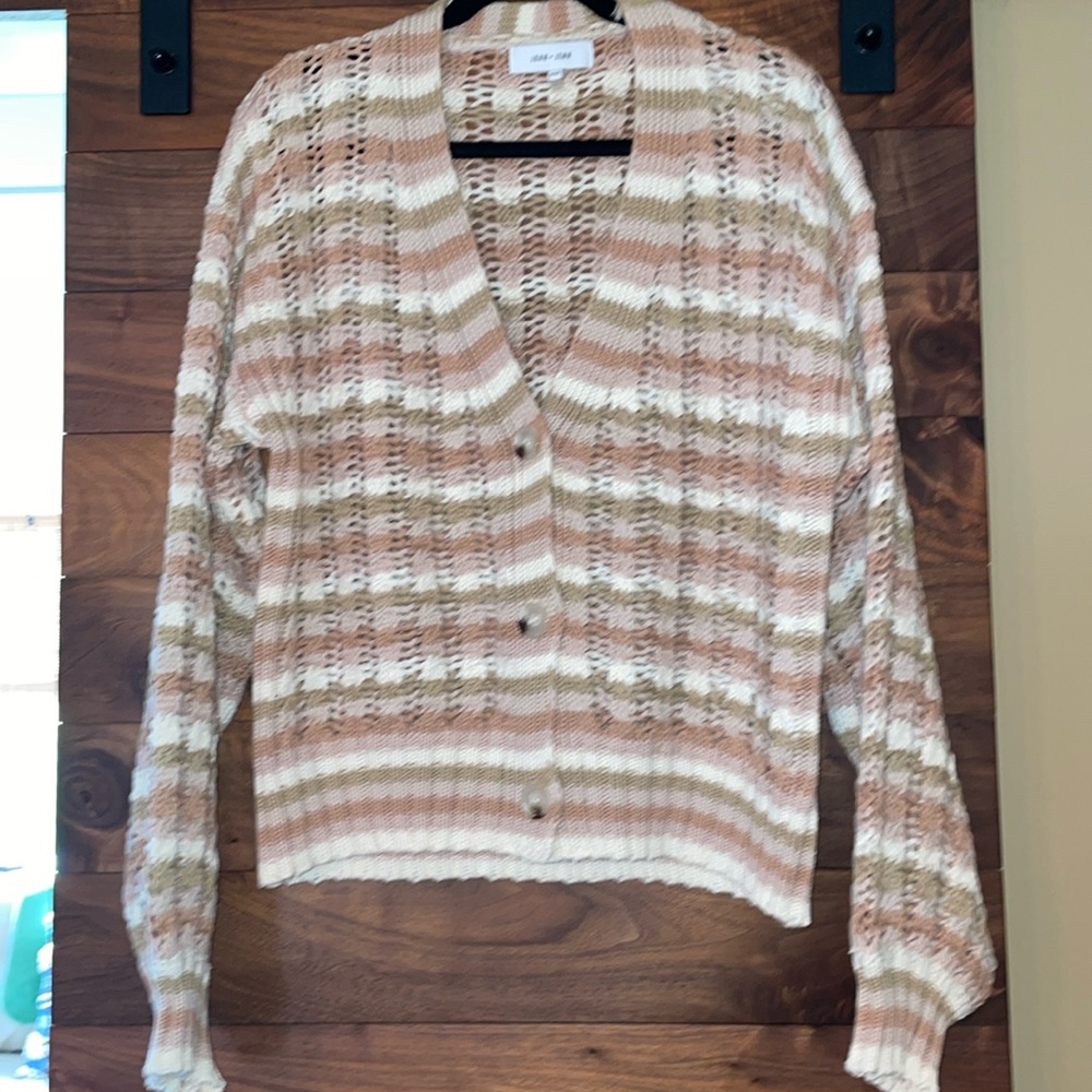 John + Jenn open weave striped cardigan